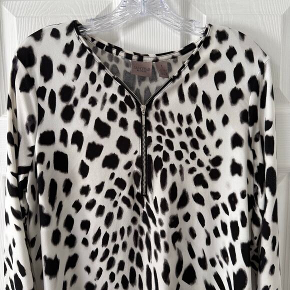 Easywear By Chico's Women's Leopard Print Long Sleeve Top Size 1. - Picture 2 of 16
